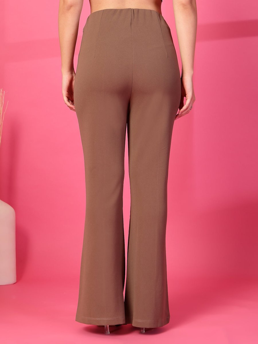 Solid Brown Pleated Trousers