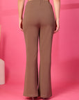 Solid Brown Pleated Trousers