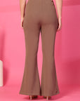 Solid Brown Pleated Trouser