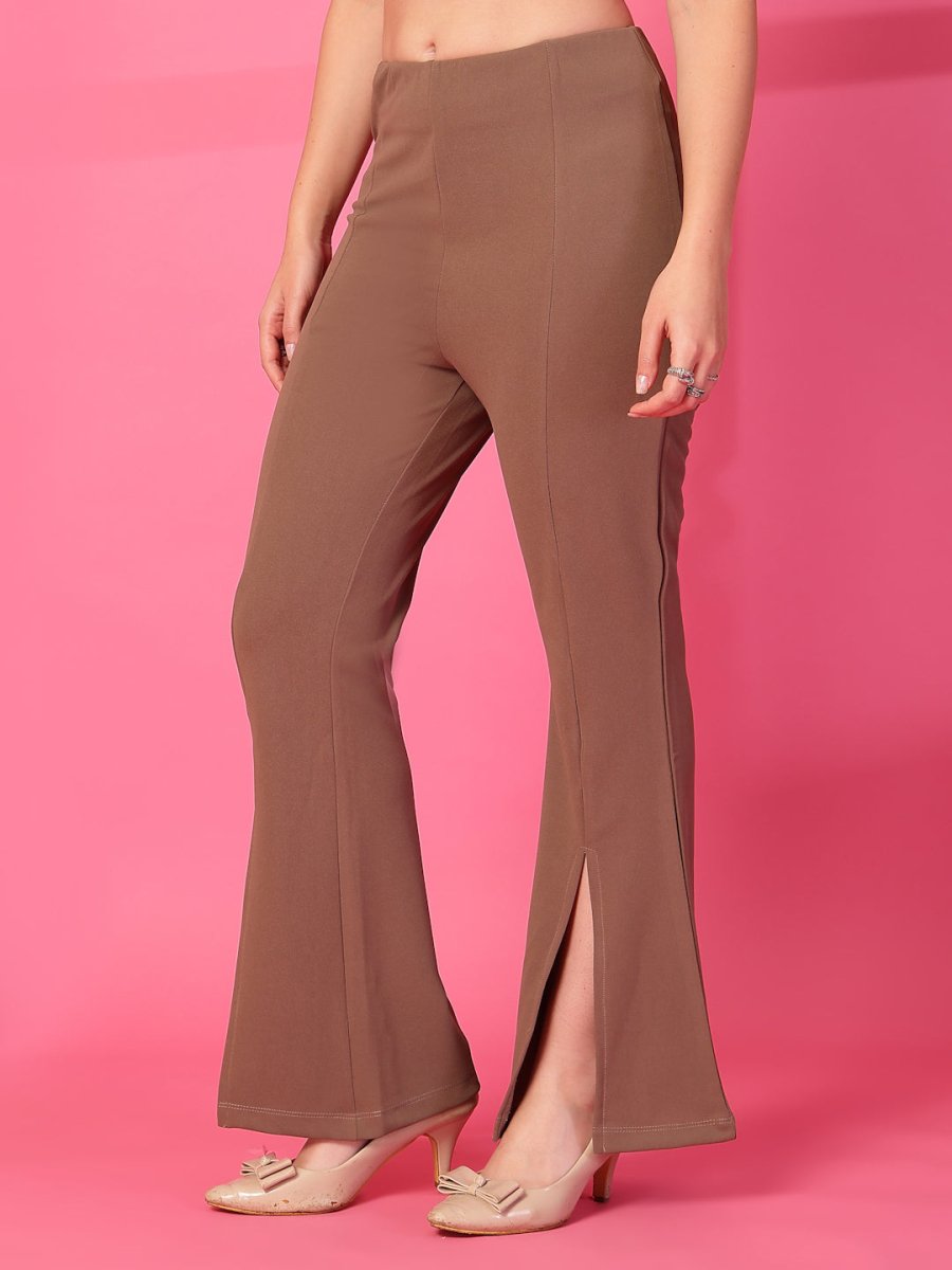 Solid Brown Pleated Trouser