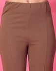 Solid Brown Pleated Trouser