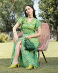 Green abstract print Print Dress
