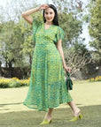 Green abstract print Print Dress
