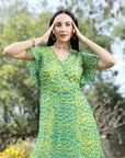 Green abstract print Print Dress