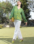 Women Opaque Printed Casual Buttoned Top