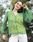 Women Opaque Printed Casual Buttoned Top