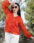 Women Floral Opaque Printed Casual Buttoned Top