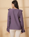 Purple Women Opaque Casual Buttoned Top