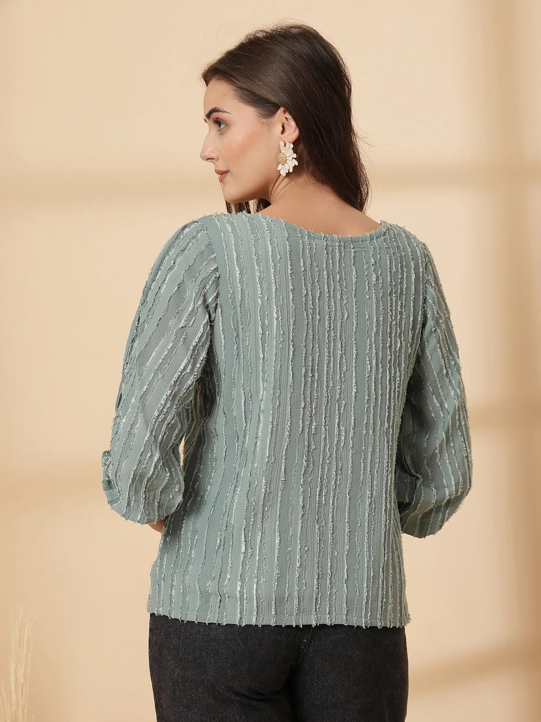 Sea Green Puff Sleeve Top