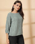 Sea Green Puff Sleeve Top