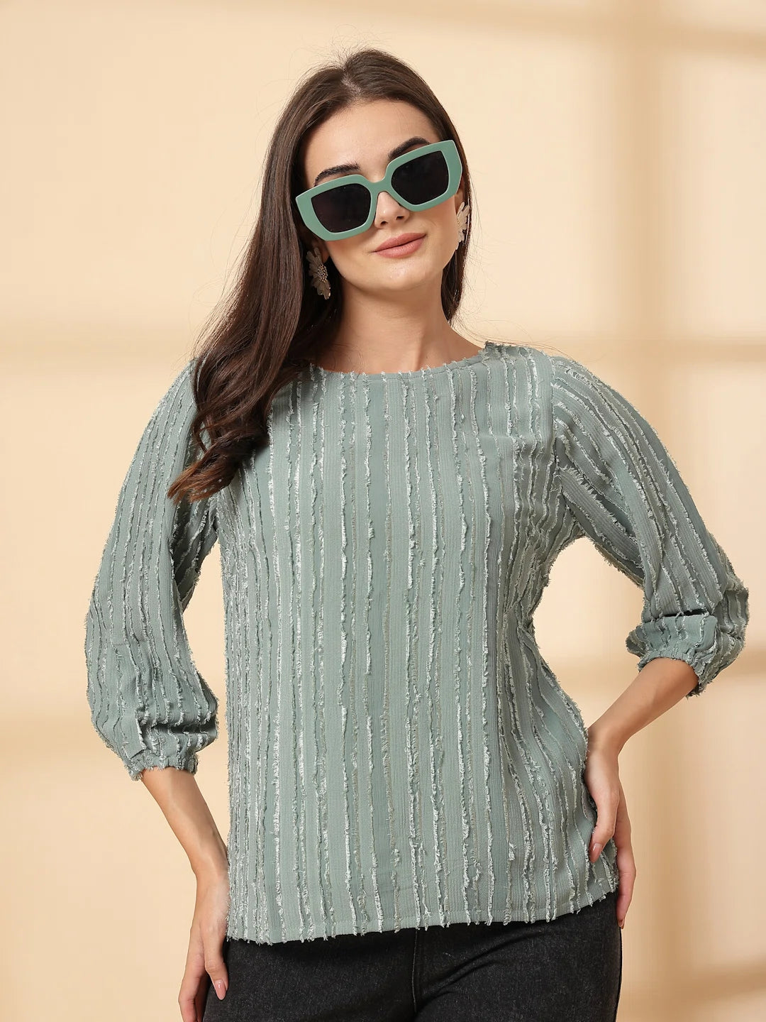 Sea Green Puff Sleeve Top