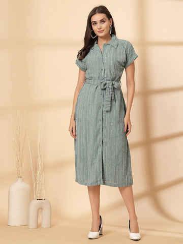 Sea Green Fit & Flare Midi Dress