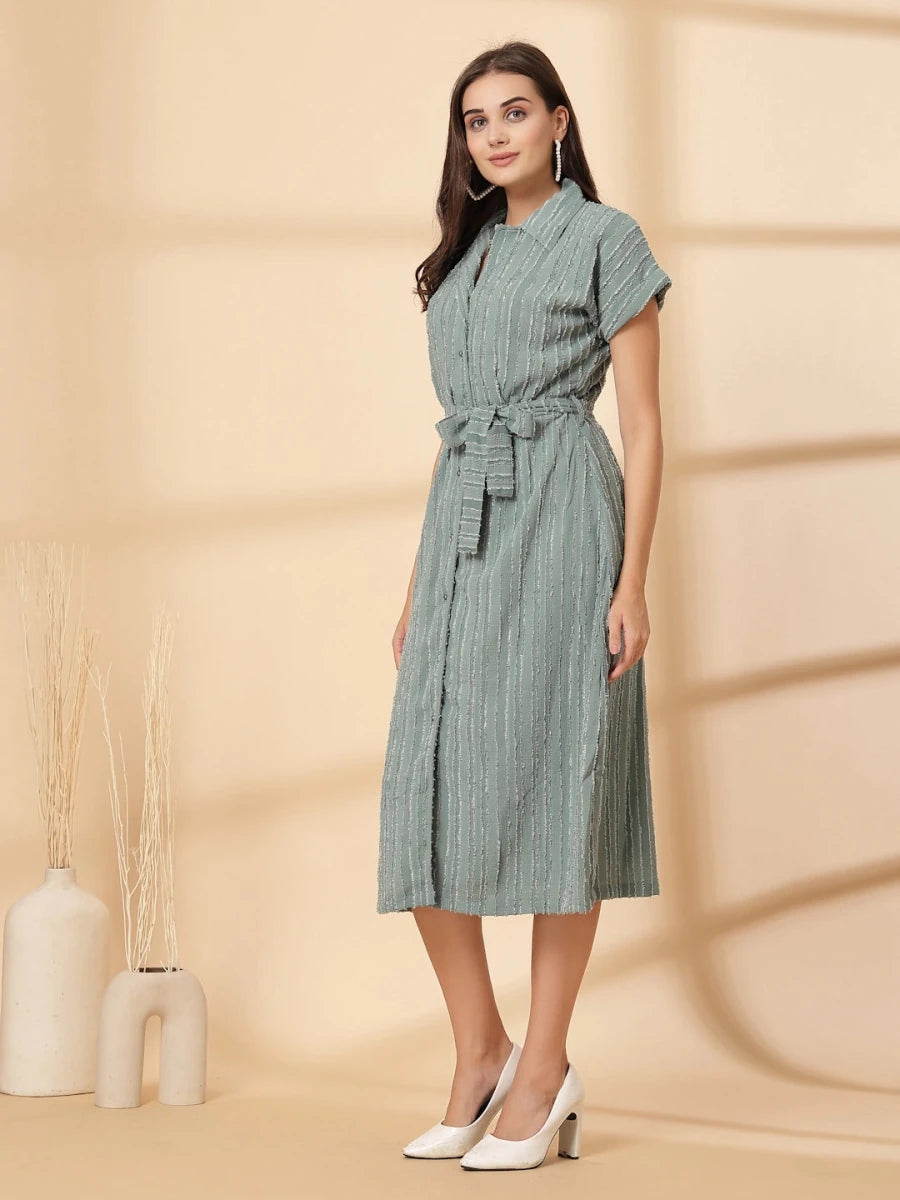 Sea Green Fit &amp; Flare Midi Dress