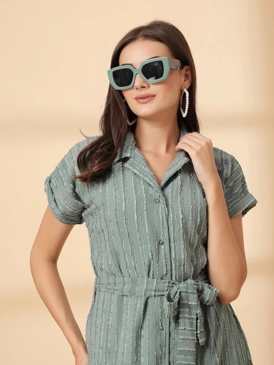 Sea Green Fit &amp; Flare Midi Dress