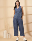 Blue Pure Cotton Top With Trouser Co-Ords