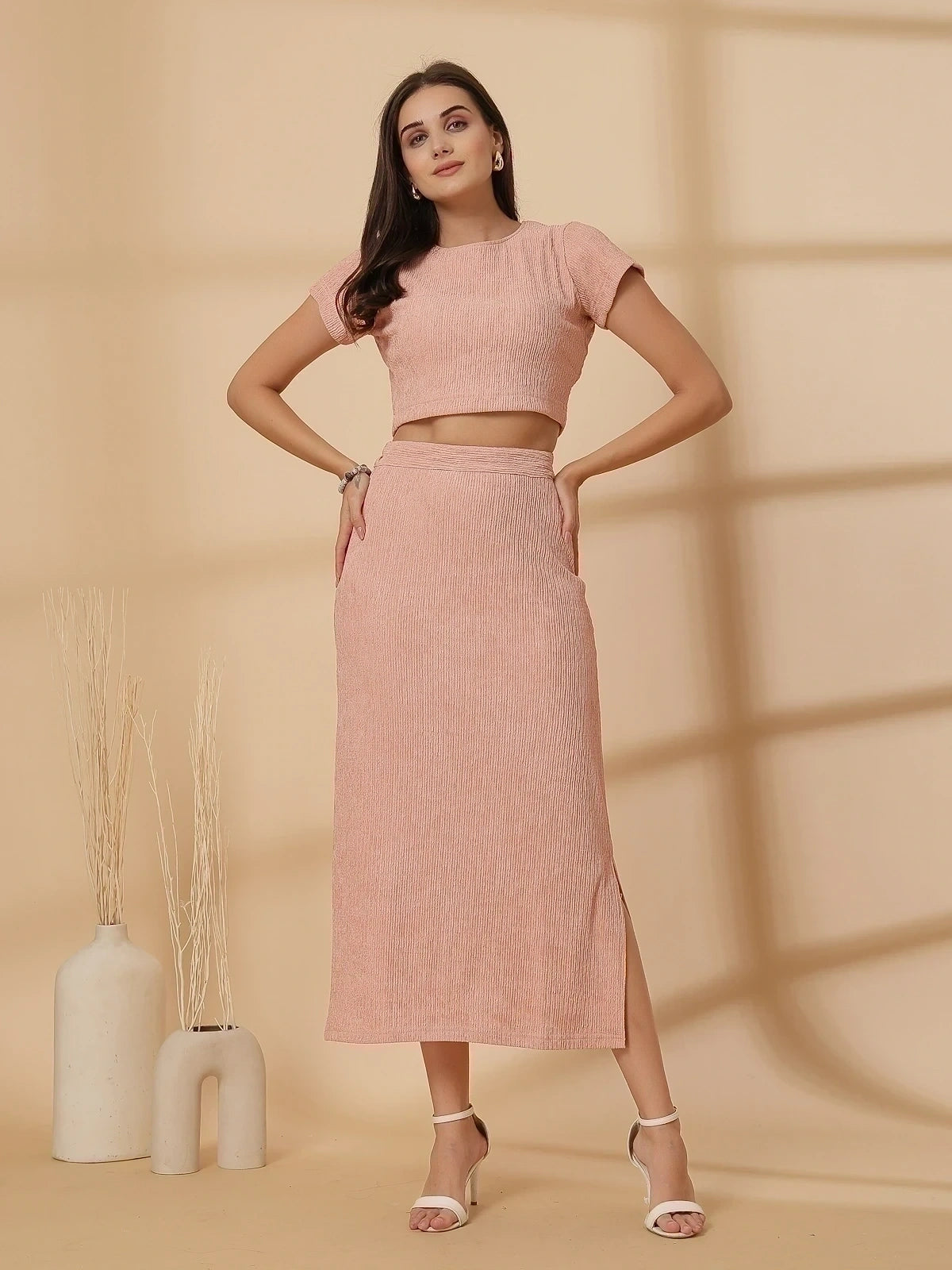 Pink Top With Skirt Co-Ords