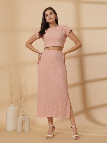 Pink Top With Skirt Co-Ords