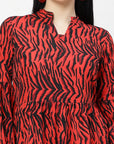 Print Puff Sleeve Fit & Flare Dress