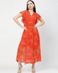 Print Flutter Sleeve Dress