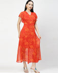 Print Flutter Sleeve Dress