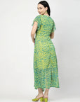 Green abstract print Print Dress