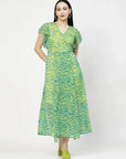 Green abstract print Print Dress