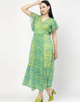 Green abstract print Print Dress