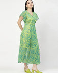 Green abstract print Print Dress