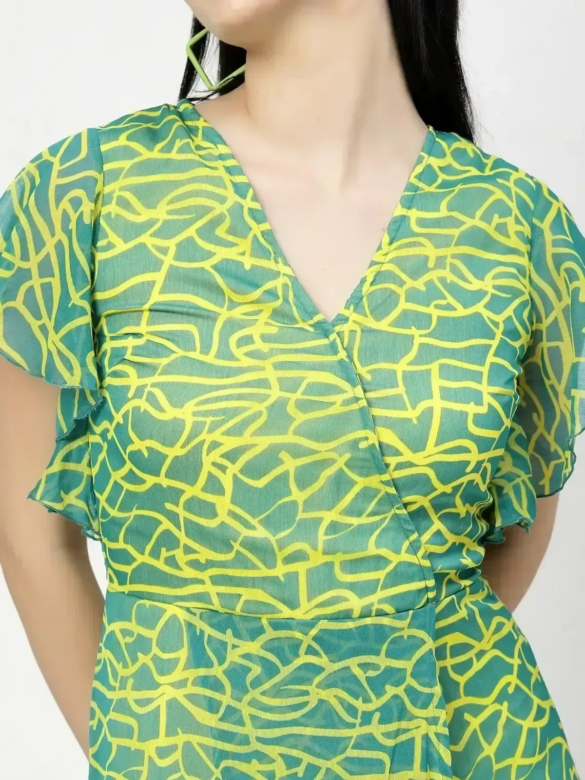 Green abstract print Print Dress