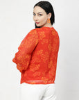 Women Floral Opaque Printed Casual Buttoned Top