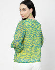 Women Opaque Printed Casual Buttoned Top