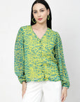 Women Opaque Printed Casual Buttoned Top