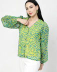 Women Opaque Printed Casual Buttoned Top