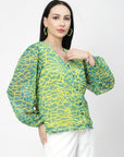 Women Opaque Printed Casual Buttoned Top