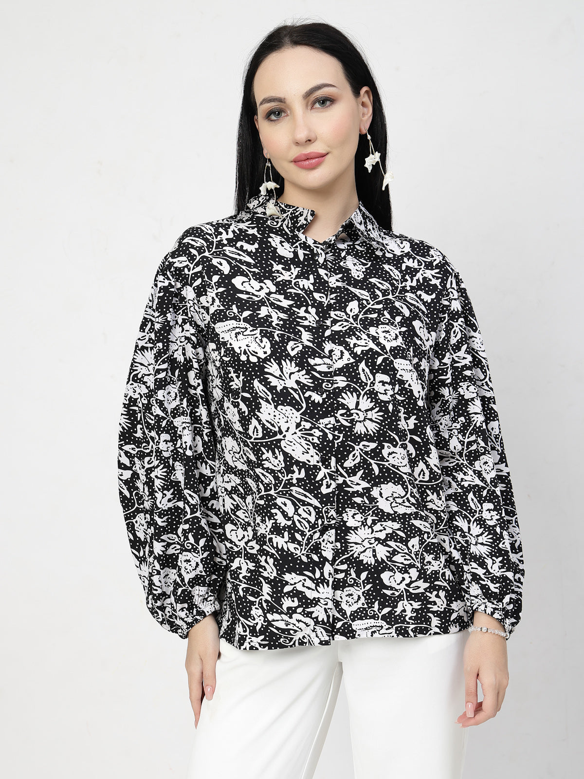 Women Animal Opaque Printed Casual Buttoned Top