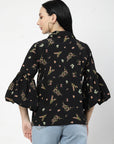 Black Floral Opaque Printed Casual Shirt