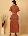 Rust Printed Top With Skirt Co-Ords