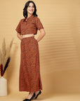 Rust Printed Top With Skirt Co-Ords