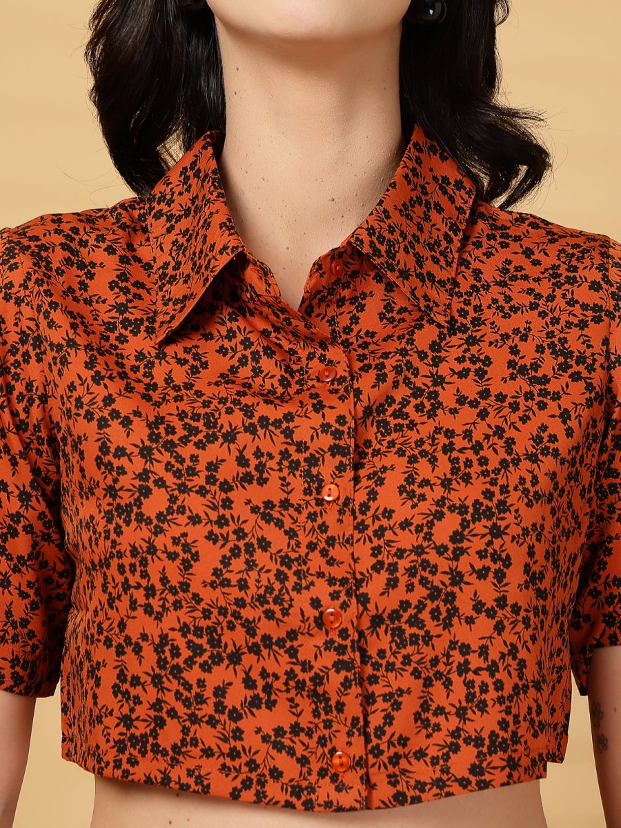 Rust Printed Top With Skirt Co-Ords