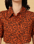 Rust Printed Top With Skirt Co-Ords