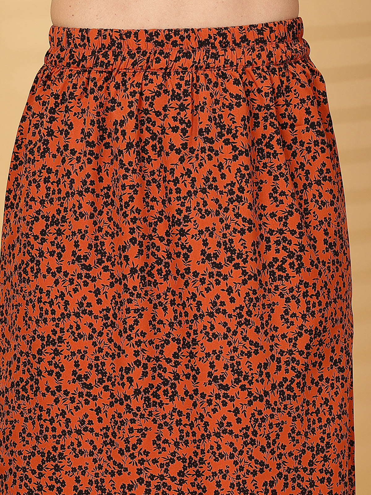 Rust Printed Top With Skirt Co-Ords