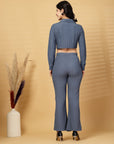 Blue Solid Top With Trouser Co-Ords Set