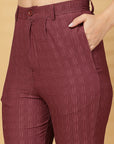 Rust Solid Shirt With Trouser Co-Ords Set
