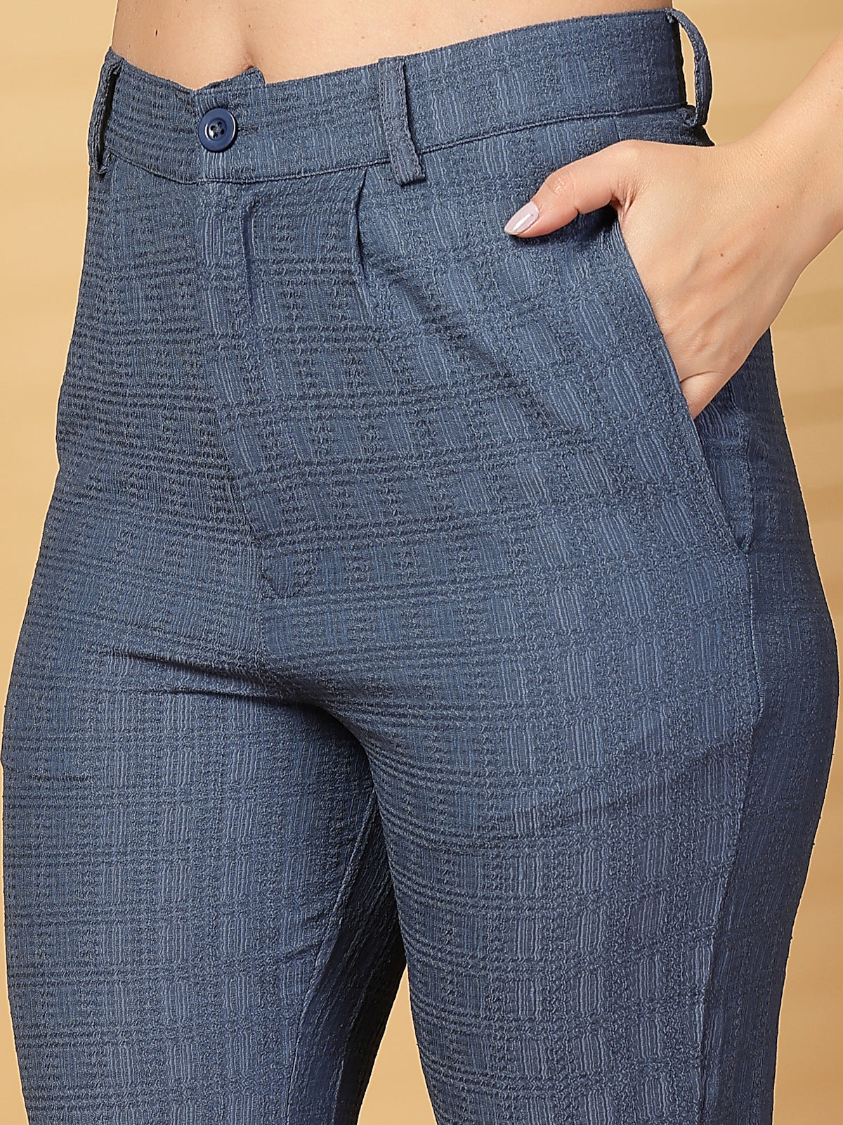 Blue Solid Shirt With Trouser Co-Ords Set