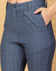 Blue Solid Shirt With Trouser Co-Ords Set