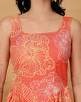 Orange Floral Print fit & flare Dress