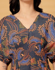 Navy Blue Printed flare Dress