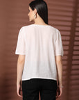 White Solid Regular Layered Top