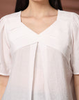 White Solid Regular Layered Top