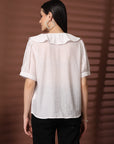 White Solid Shirt Style Top